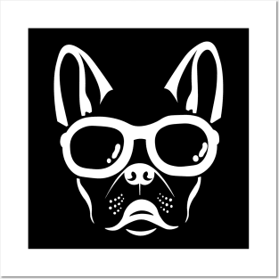 white french bulldog head Posters and Art